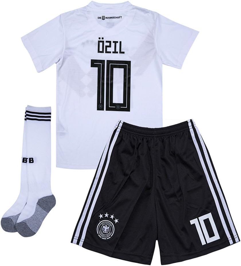 World Cup 2018 Germany National Team Home #10 Mesut Ozil Youth/Kids Soccer Jersey Color White.Matching Shorts,Socks.13-14Y