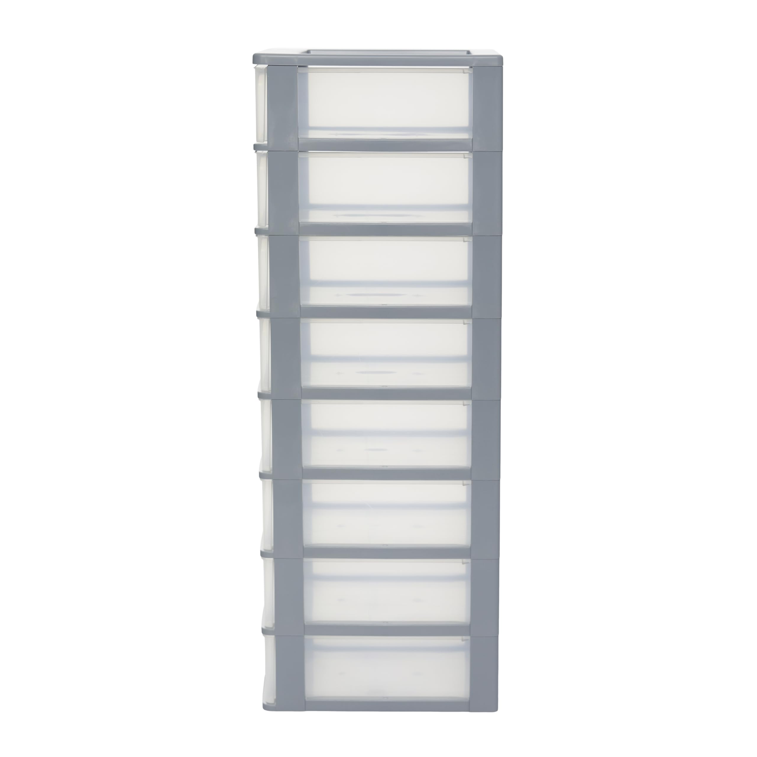 Iris Ohyama Cassettiera in Plastica, Portaoggetti, 8 Cassetti Medi, Grigio, Apertura Facile, Formato A4, A5 e A6, Organizzatore, Per Ufficio, Scuola, Cartoleria, Senza BPA, Contenitore, OCH-2008