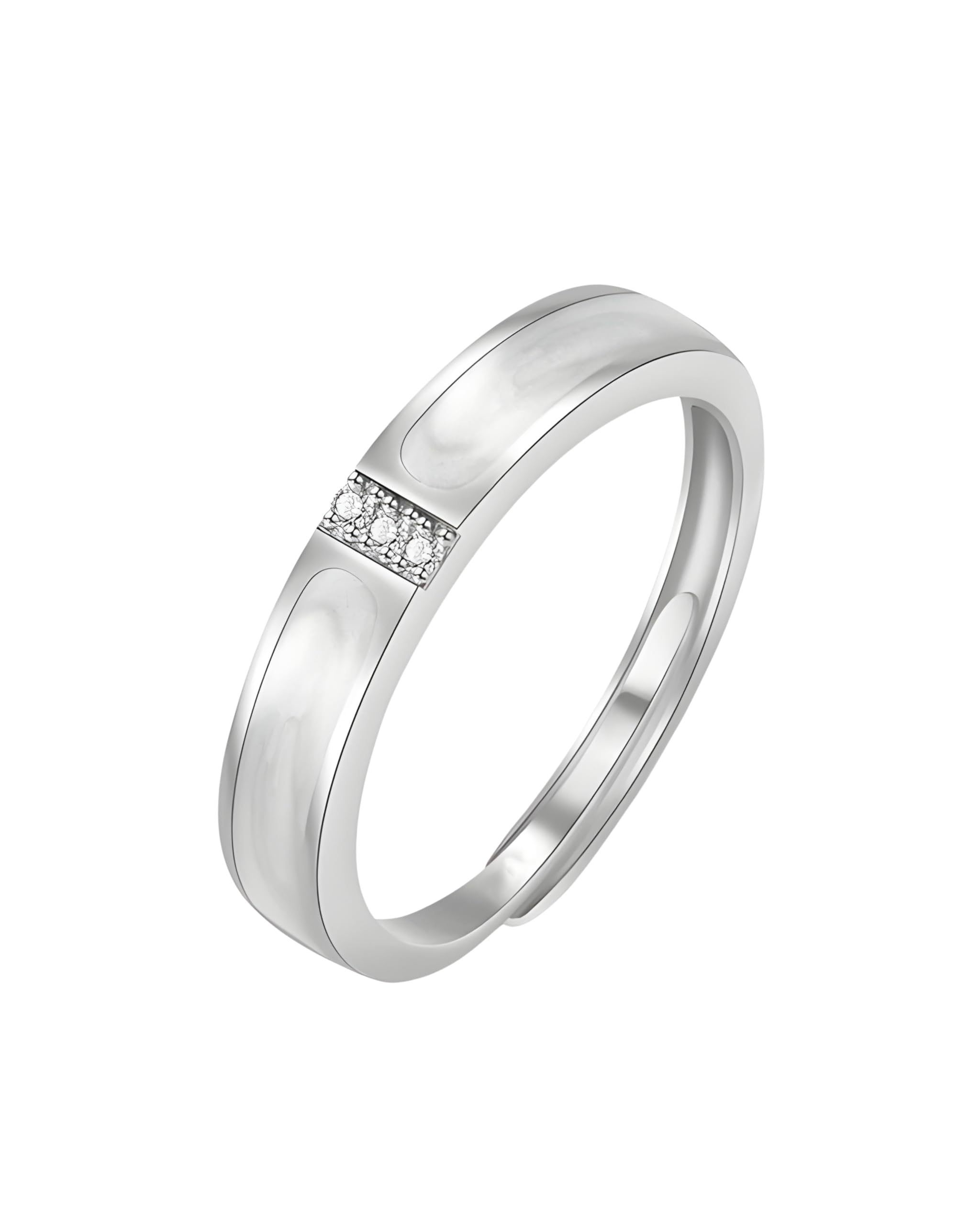Silver Minimal Band Ring for Women & Girls | Sleek Stone Detail Ring | Daily Wear, Office, Party & Gift Fashion Ring-image-34