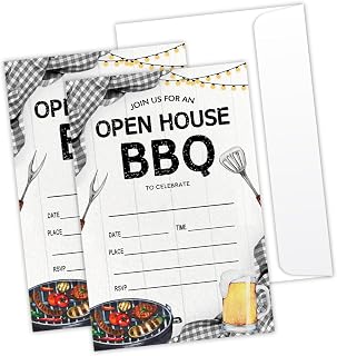 Open House Party Invitation Housewarming BBQ Invitation Family Picnic Invitations Family Cookout Invite Cards Back Yard BBQ Invitations for Girls Boys 20 Party Invitations with Envelopes -L783