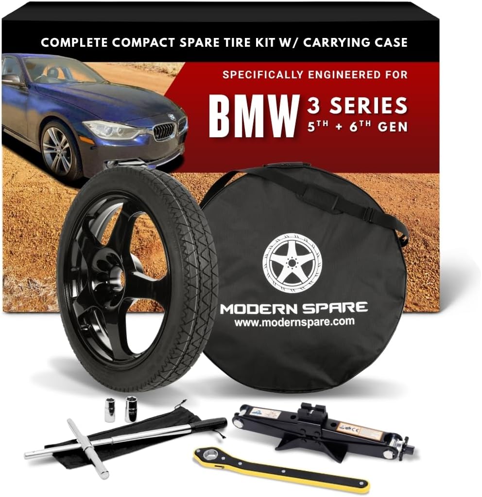 Spare Tire Kit Options - Fits 2006-2018 BMW 3 Series (5th & 6th Gen) - Modern Spare (Complete Kit With Carrying Case)