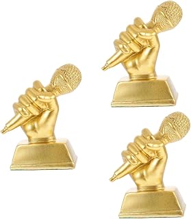 Unomor 3pcs Microphone Trophy Employee Gifts Singing Trophy Awards Decorative Musical Trophy The Medal