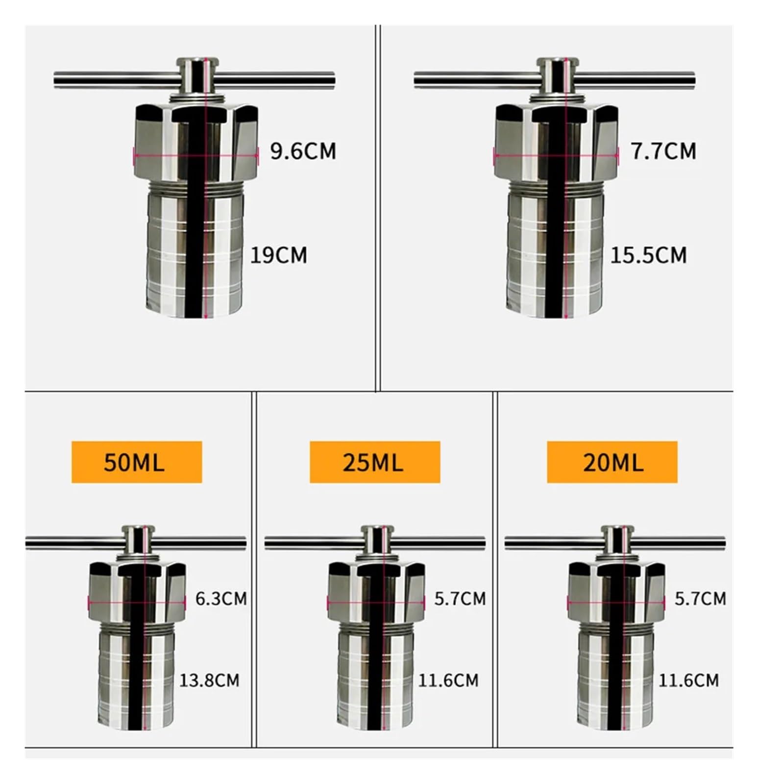 Reactor de autoclave hidrotermal con cámara PPL, síntesis hidrotermal de 25ml Rendimiento alto