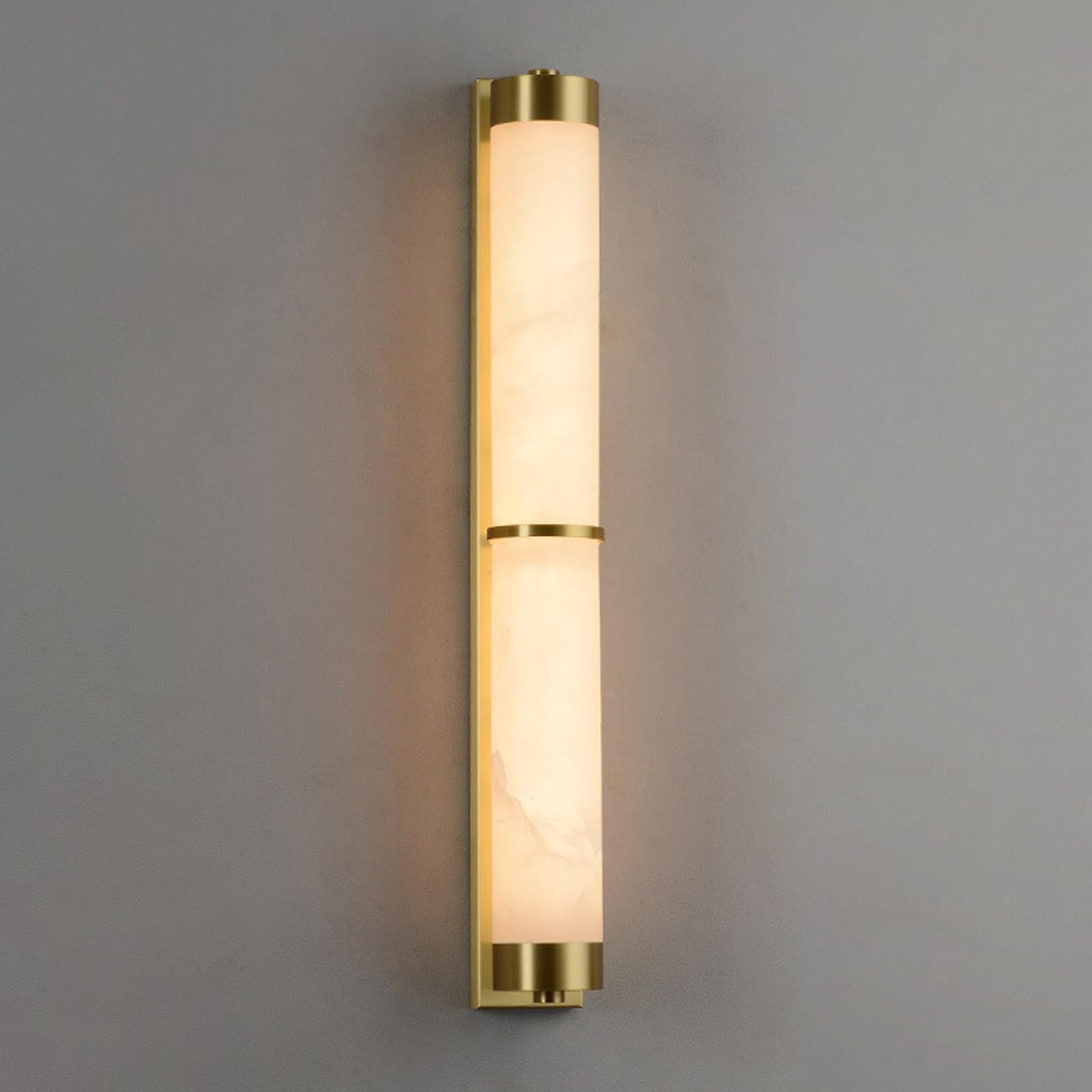 KBUUKYYXouy Wall Lights for Bedroom Brass Alabaster Wall Sconces Natural Marble Wall Lamp Bathroom Vanity Light Fixtures Hardwired Gold Wall Sconces Interior 3000K Ston,60cm(60cm)
