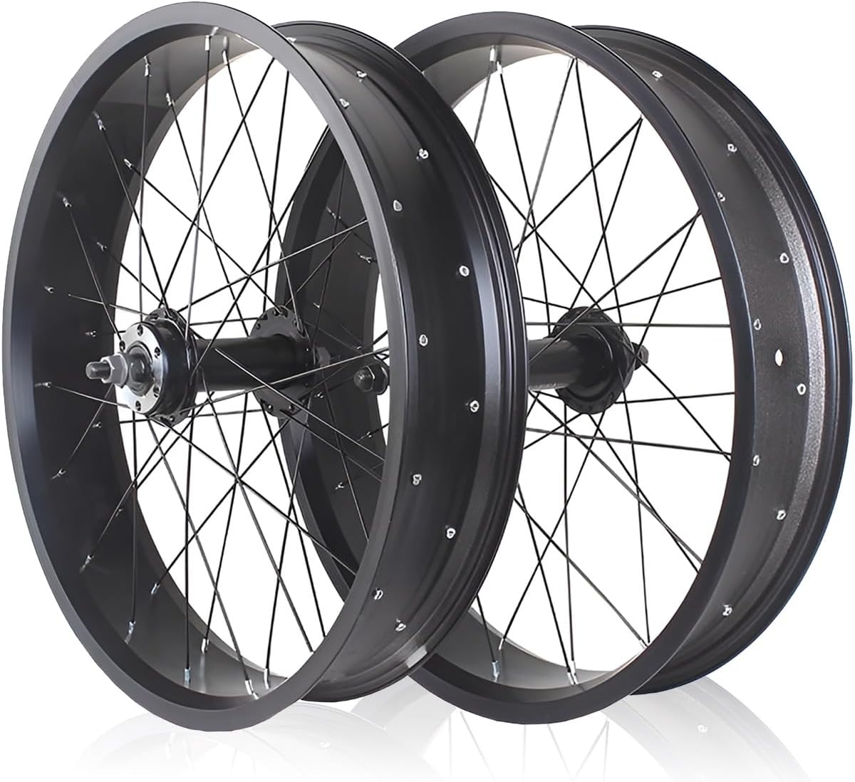 ZCXBHD 20/24/26"X4.0" Fat Tire Bike Front Rear Wheel 6-Bolt Thread Hub 36H 135/195mm Snow Bike Wheels Disc Brake 36x14G Spokes for 7/8/9/10s Rotary Freewheel Snow Beach E-Bike(Front+Rear-wheel-26IN)