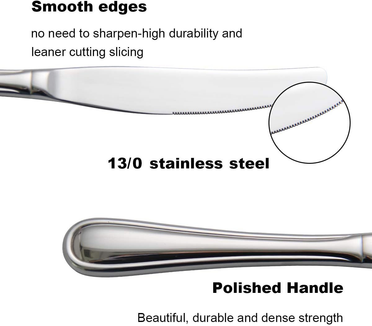 faderic Silverware set, Stainless Steel Flatware Cutlery Set 24 Pieces Set for 4, Knives，Fork And Spoons Set，Silver