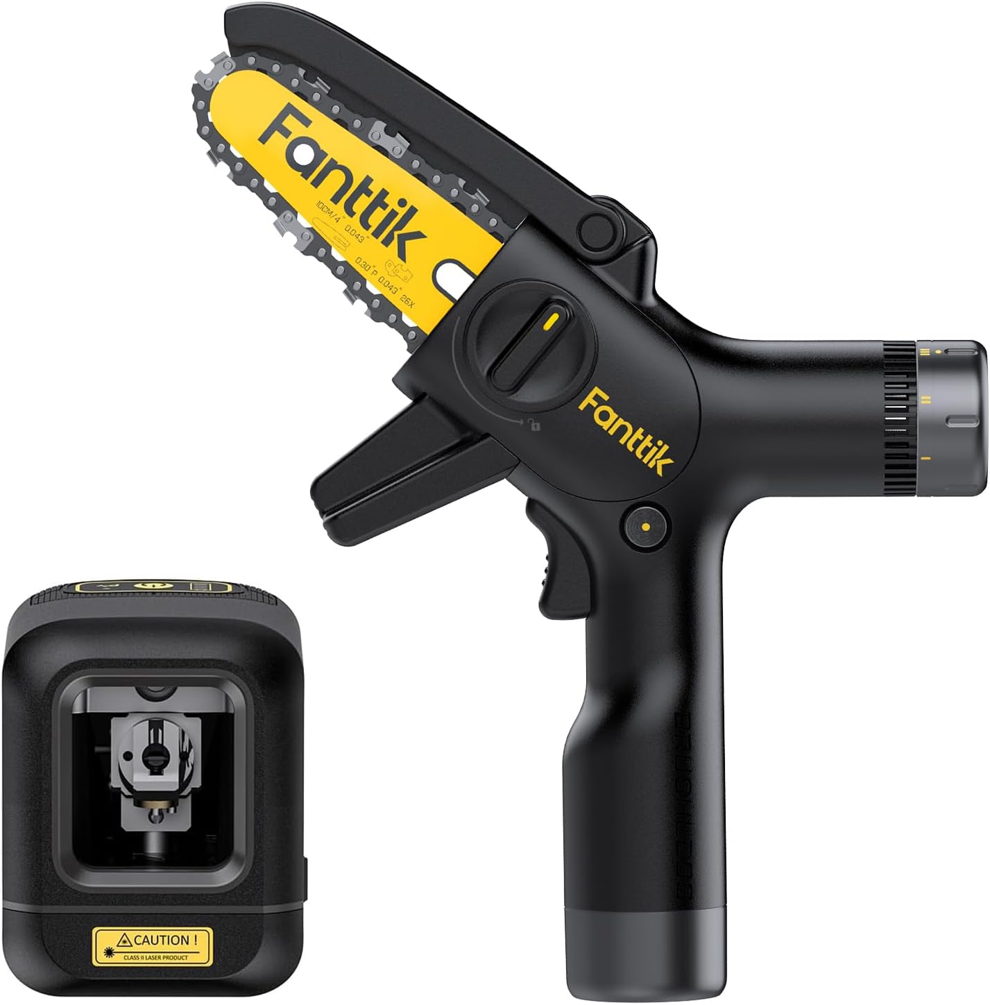 Fanttik D2 Pocket Green Laser Level & Fanttik TurboLite W10 APEX External Rotor Brushless Motor Mini Chainsaw Cordless with 3 Speed Adjustment