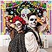 Day of The Death Backdrop Decoration,Dia De Los Muertos Party Supplies Mexican Sugar Skull Photography Background Banner for Mexican Fiesta Decoration-6X3.6ft