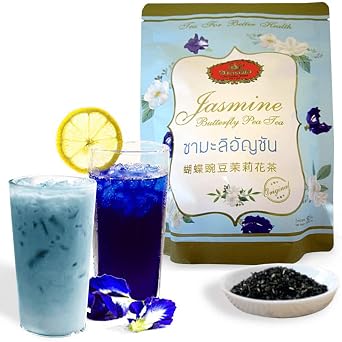 Cha Tra Mue Jasmine Butterfly Blue Pea Tea 150g - It gives a refreshing taste and soothing fragrant with a natural blue color.