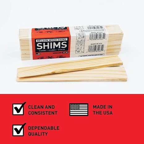 Nelson Wood Pine Shims 8 12 Pack - Kiln Dried Wood - Case of 36 (Total 432 Shims)