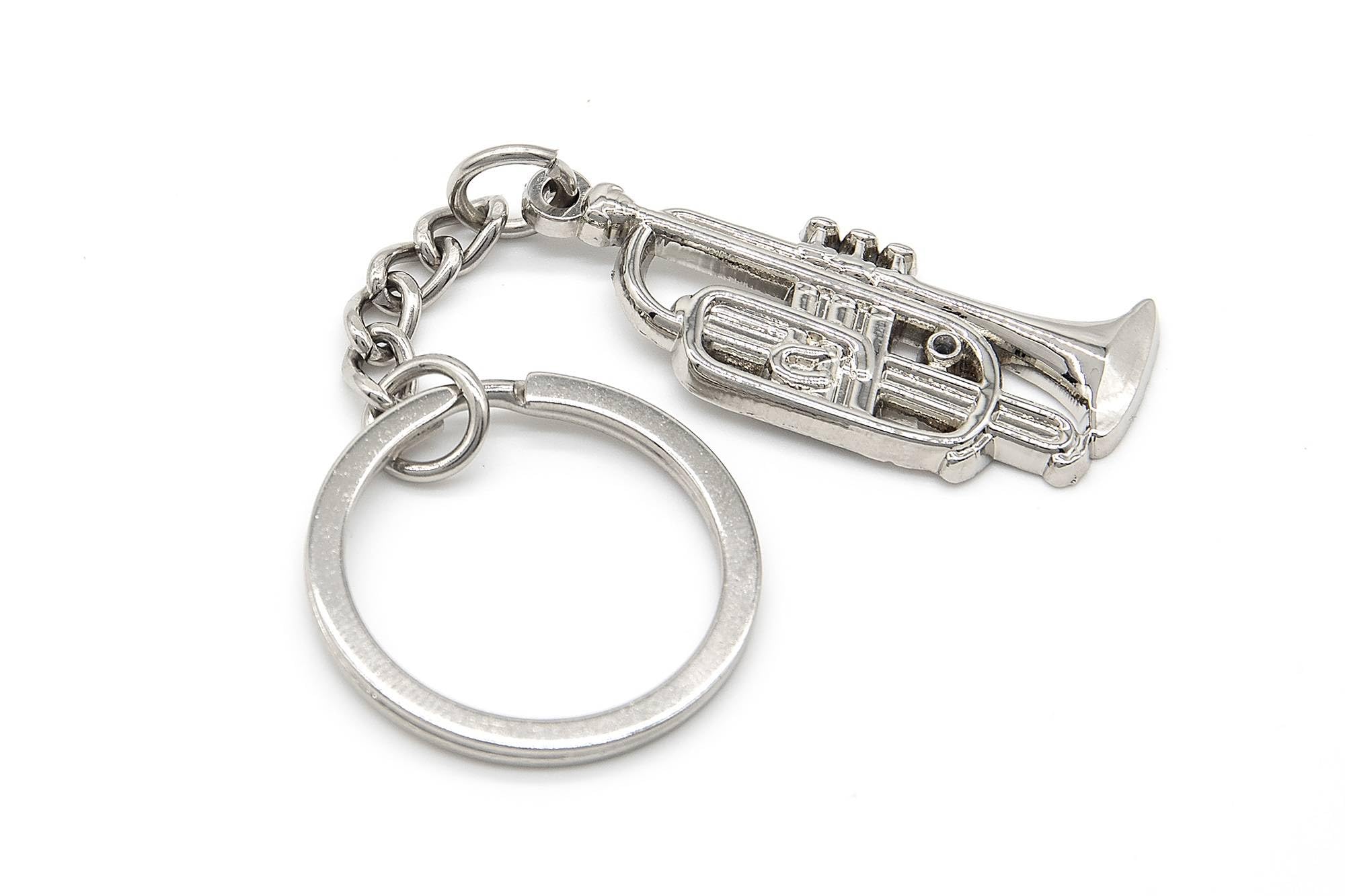 Gifticuffs Men's Silver Cornet Keyring Music Gift Brass Band