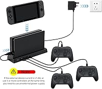 Vista 5 de Mcbazel Hub USB para muelle de interruptor, 4 puertos USB 2.0 Hub Dock compatible con NS Switch - Negro