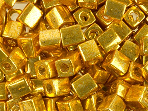 20Gr Metallic Gold Miyuki 4mm Square Cube Glass Seed Beads