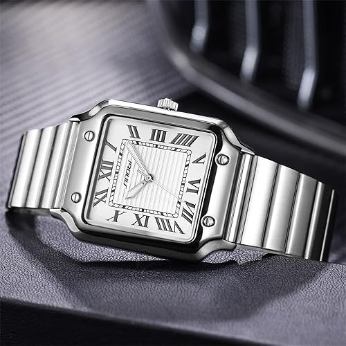 Miniatura 4 de Relojes cuadrados clásicos para hombre con números romanos reloj casual