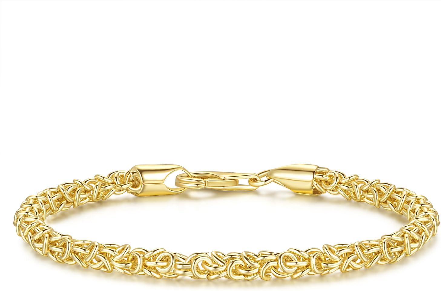 14K Gold Bracelets for Women & for Men Byzantine Link Chain Charm Bracelet for Womens & for Mens Non Tarnish Secure Lobster Clasp Jewelry 5 Sizes (6.5" 7" 7.5" 8" 9")