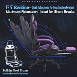 JKOOK Gaming Chair with Footrest, Multifunctional Desk Chair with Linkage Armrest, PU Leather, Video Game Computer Chairs with Lumbar Support, Study,Game,Office,JK08 (Black and Purple)