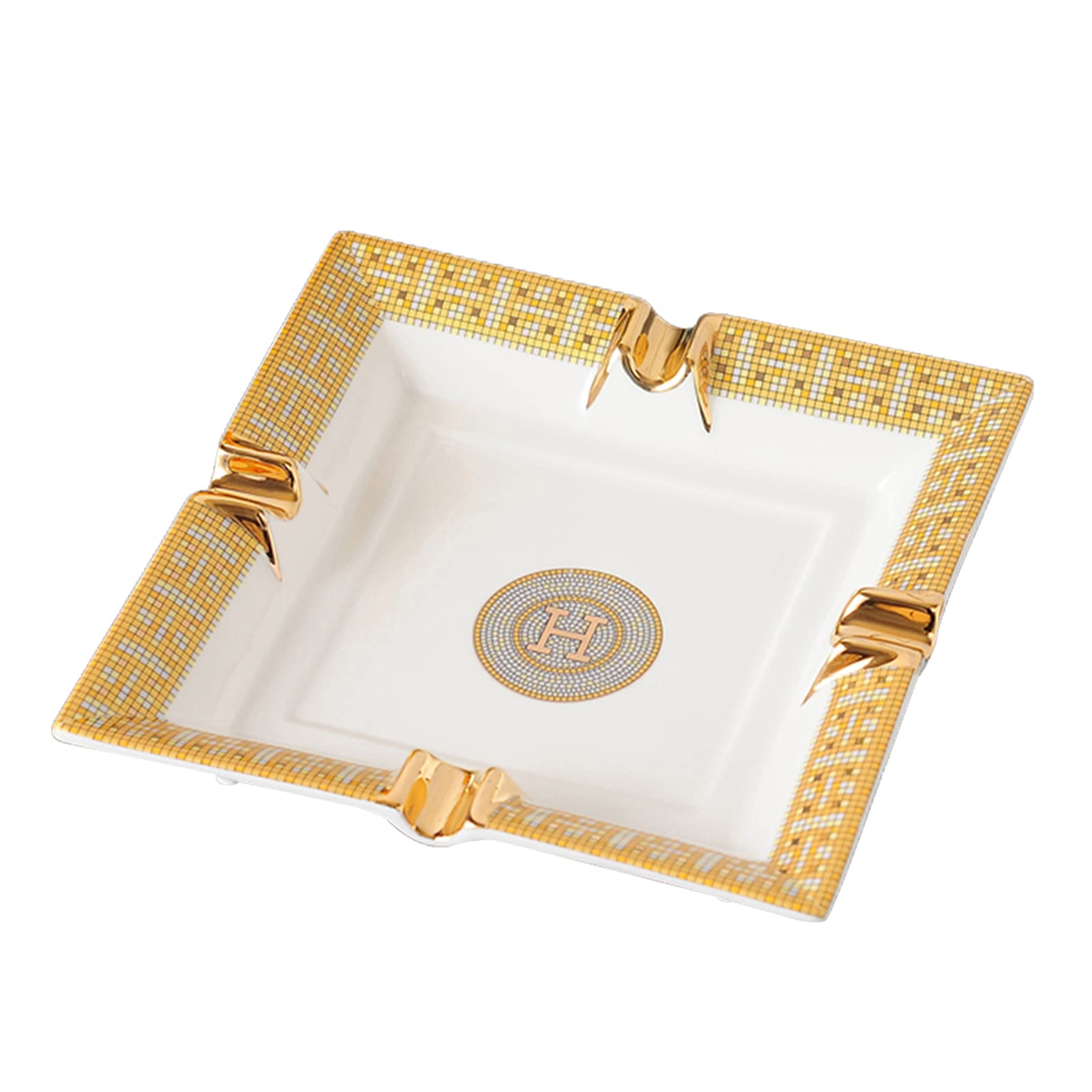 KHAMEO European Style Large (20*20Cm) White Ceramic Ashtray