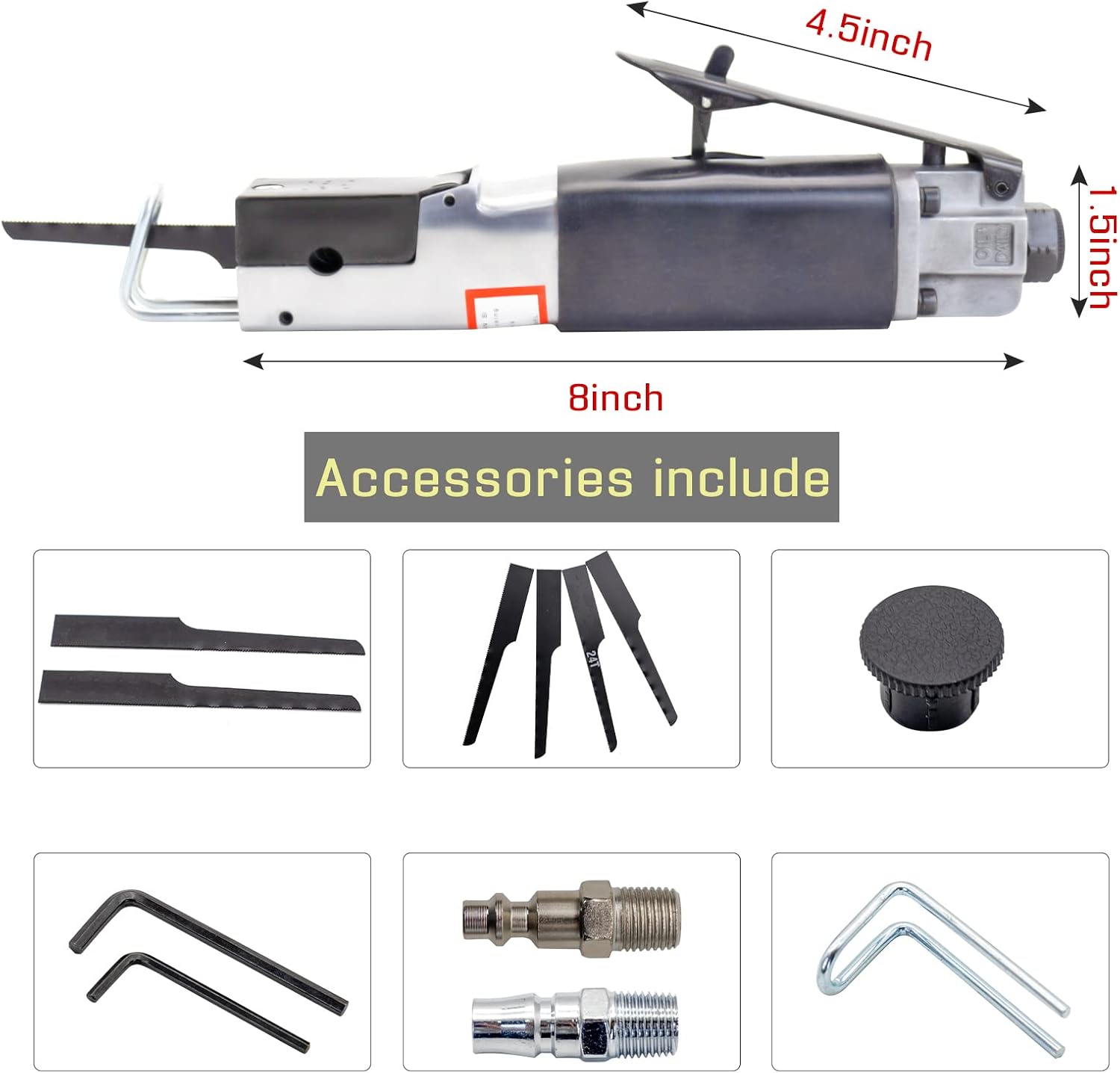 Air Reciprocating Saw Pneumatic body saws tool with 6pc 24T & 32T Blades Heavy Duty Hacksaw Cutter for Metal Sheet Cutting