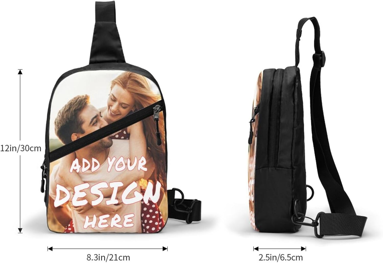Custom Sling Bag,Personalized Sling Bag Custom Chest Bags Add Your Photo/Text/Logo,Customizable Chest Shoulder Bag For Men Women