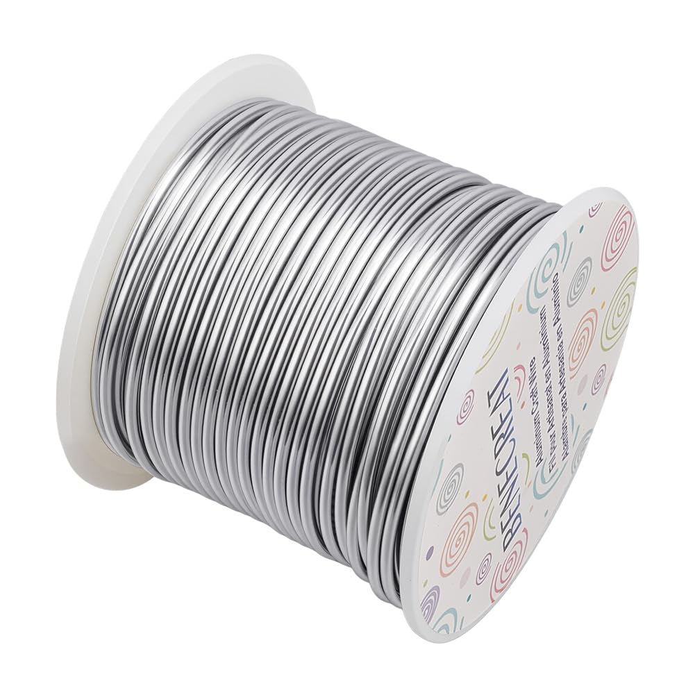 BENECREAT 12 17 18 Gauge Aluminum Wire (,100Ft) Anodized Jewelry Craft Making Beading Floral Colored Aluminum Craft Wire - 12 Gauge Silver