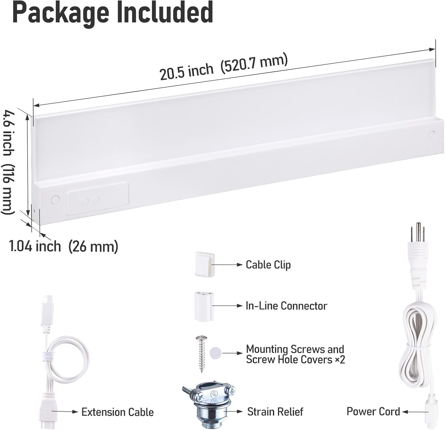 TORCHSTAR Ultra-Slim LED Under Cabinet Lighting Fits 24 Inch Cabinets, 5CCT 16W 1200LM, Hardwired & Plug-in, 120V CRI90 Linkable Dimmable Thin Under Counter Lights for Kitchen, ETL T24