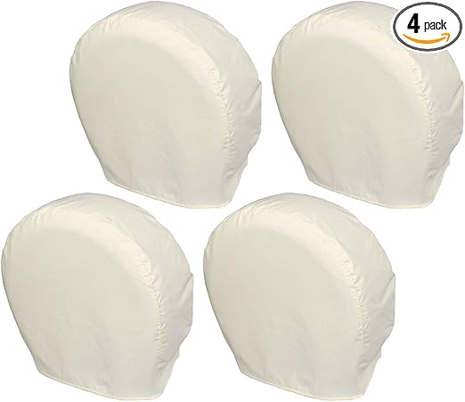 Explore Land Tire Covers 4 Pack - Tough Wheel Protector for Truck, SUV, Trailer, Camper, RV Universal Fits Tire Diameters 23-25.75 inches, White