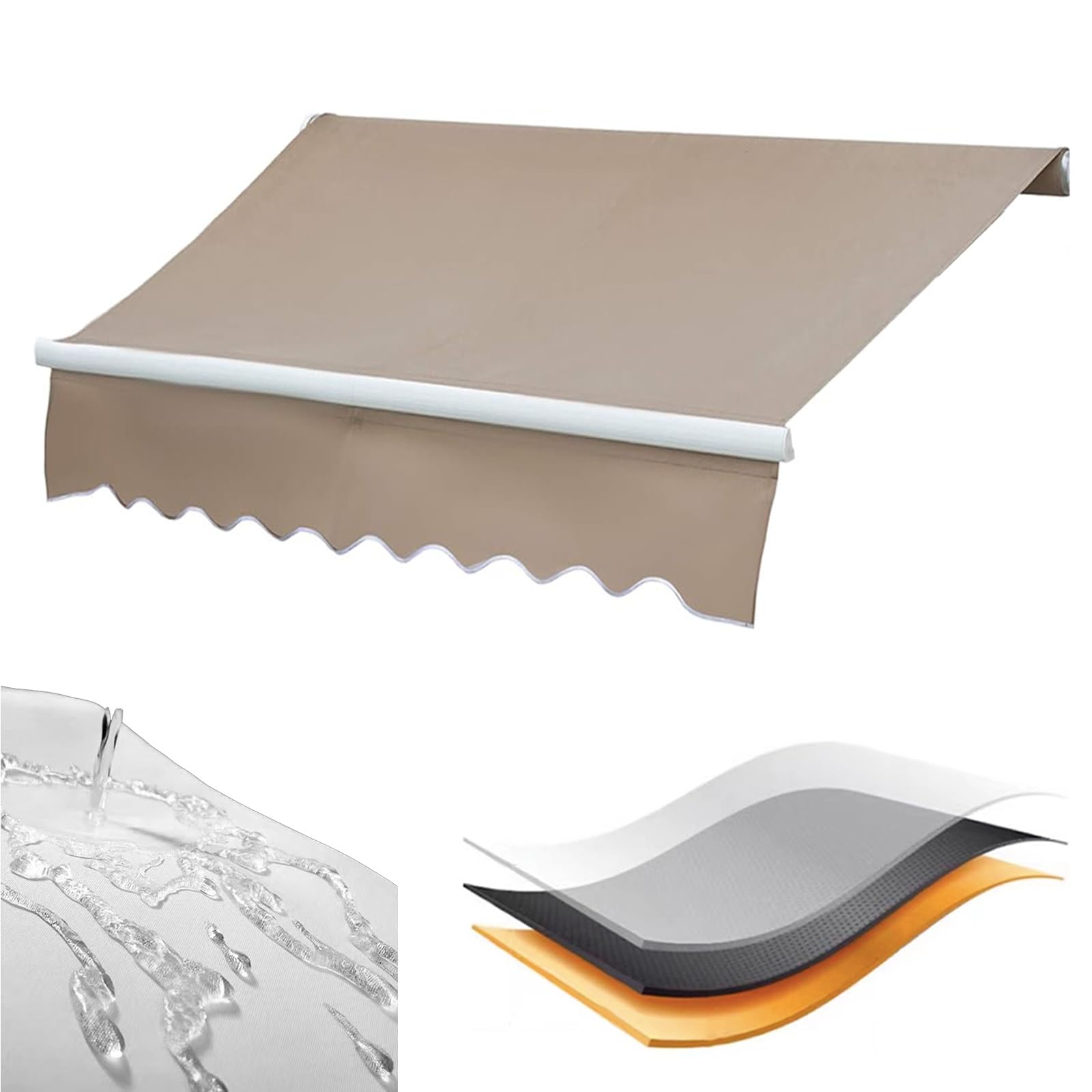 Toldo for Exteriores (sin Marco), Toldo Enrollable, Toldo Superior De Repuesto, Poliéster De 280 G, Tela Impermeable, Techo De Repuesto for Toldo De Terraza, Negro/Gris/Azul/Marrón, 2/3/4/5m(Brown,(12