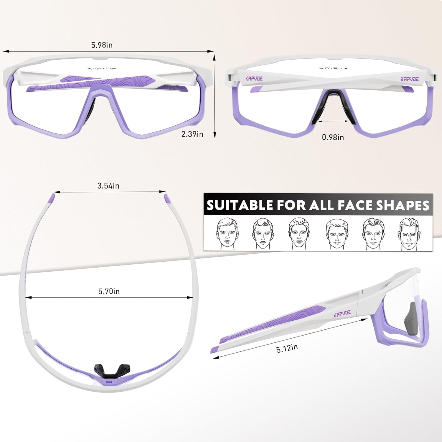 KAPVOE Photochromic Cycling Glasses Men Women Clear Mountain Bike Sunglasses MTB Sports Transition Triathlon Running - K93