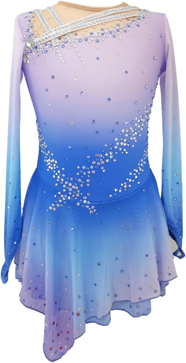 Girl's Purple Gradient Figure Skating Dress for Children and Adults Competition Clothing