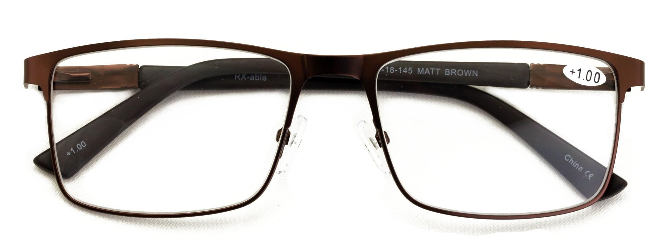 V.W.E. Men Premium Optical Frame Wide Large Head Reading Glasses Rectangular Metal - Clear Lens Reader DRM02