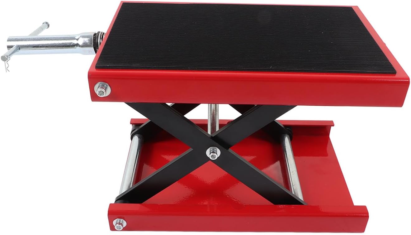 Focket Motorcycle Lift, Adjustable Height Ergonomic Design 1100lb Capacity Motorcycle Jack, Scissor Lift with Thickened Rubber Pad Crank Handle for Motorcycles Bikes Tractors