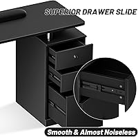 Vista 5 de Nail Tech - Mesa de manicura profesional para uñas resistente a acetona, mesa de manicura para uñas con cajones (negro)