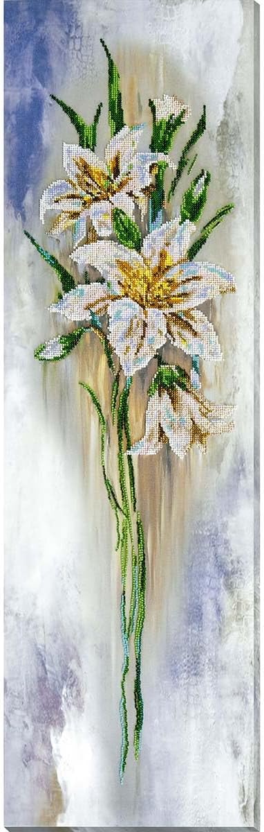 Abris Art Fragile Lilies Beaded Embroidery Kit, White