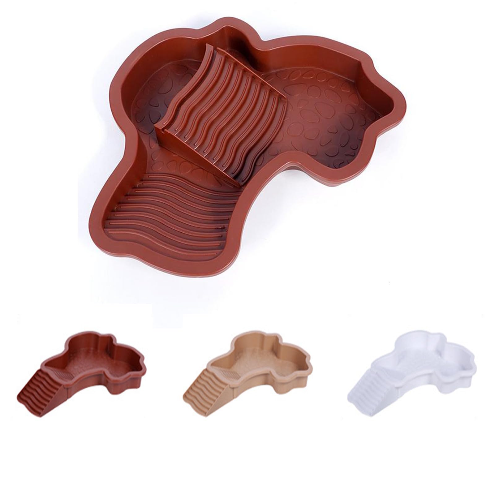 Piscina Per Rettili 35x28.5x4.3 Cm &ndash; Vasca Per Tartarughe Con Rampa Antiannegamento, In Plastica Robusta, Scala Staccabile, Colore Marrone/giallo