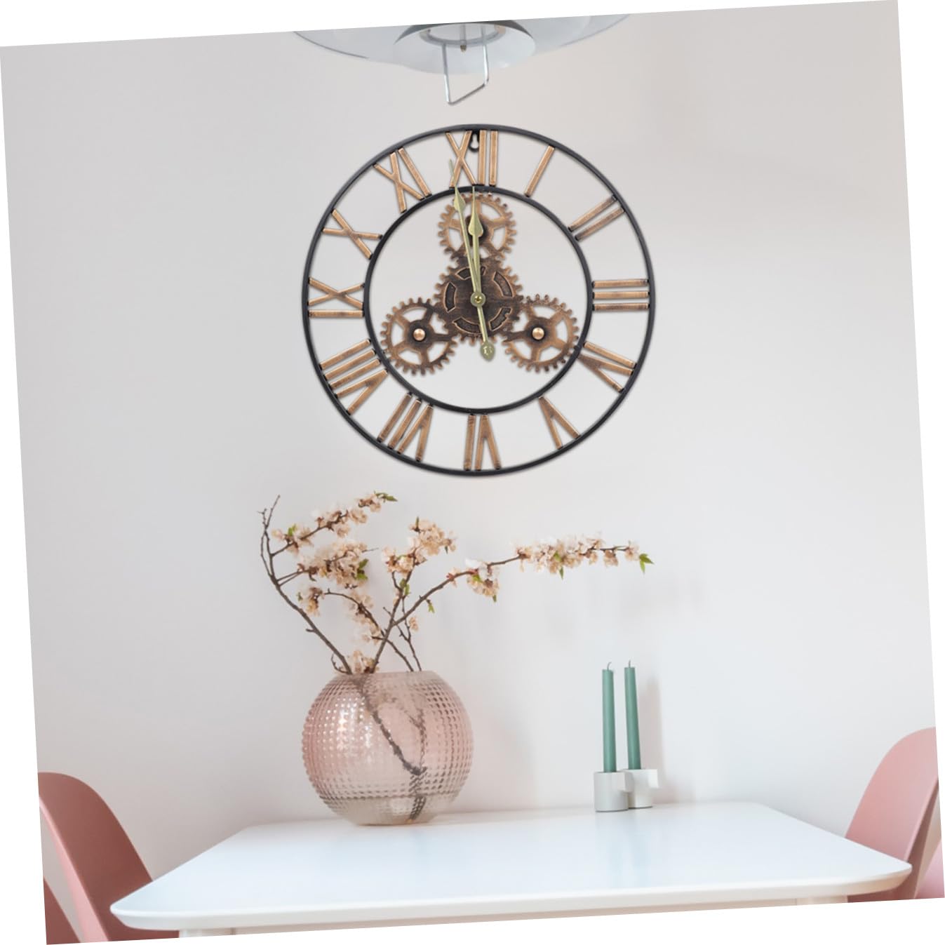 Reloj de Pared Redondo de Hierro Estilo Industrial Americano para Decoración de Sala y Dormitorio