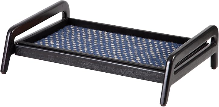 Anji Mountain Heavy Duty Waterproof Wooden Shoe Storage Mat Organizer/Boot Storage Tray Multi Use for Entryway with Coir, Blue and Ivory Insert, 1 Tier, Fits 2 Pair 26.5" Wide