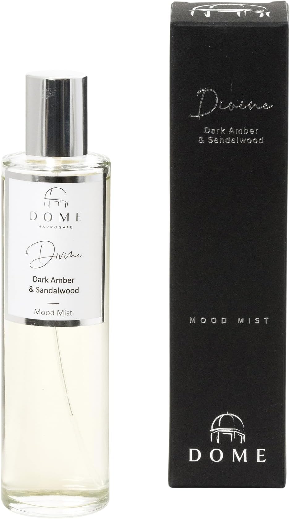 Dome of Harrogate DIVINE Dark Amber & Sandalwood Mood Mist โ 100ml โ Rich, Sensual Fragrance for Relaxation & Stress Relief โ Perfect for Home & Personal Use