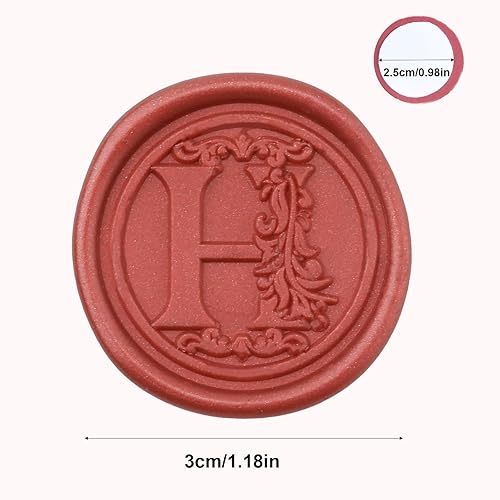 Miniatura 2 de 50 calcomanías autoadhesivas para sello de cera, alfabeto inicial, no necesita sello para invitaciones de boda, sobres de Navidad (rojo, H)