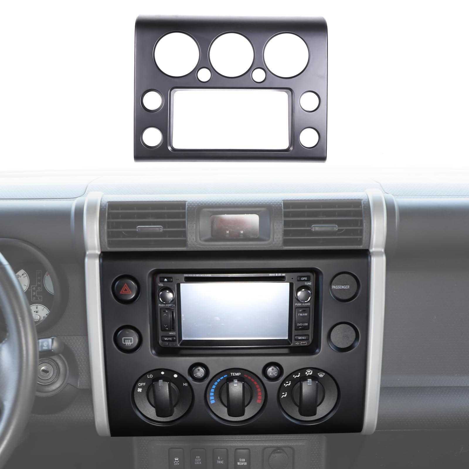 HAPPYHORSE Car Interior Decoration Trim Cover Compatible with Toyot@ FJ Cruiser 2007-2021，ABS Matt Black Central Control Panel Protector Cover