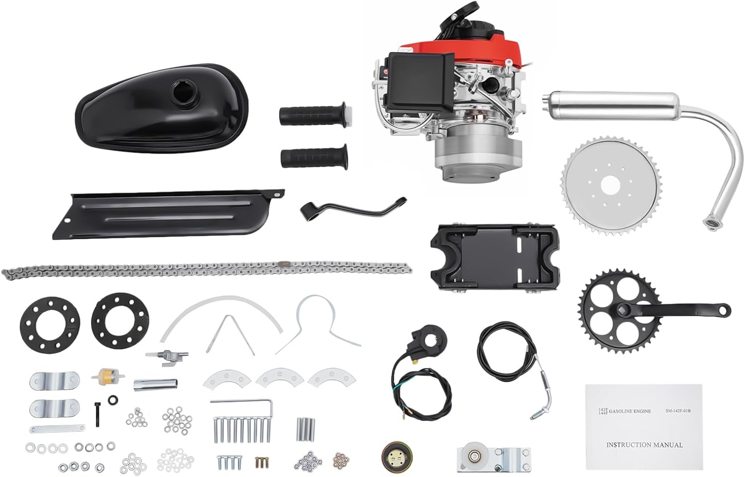53cc 4-Stroke Bicycle Engine Kit, 53cc Bike Engine Kit Gas Petrol Motorized Bicycle Kit Bike Motor Kit Fits 28" V-Frame Bikes and 26" ATV Bikes (US Stock)