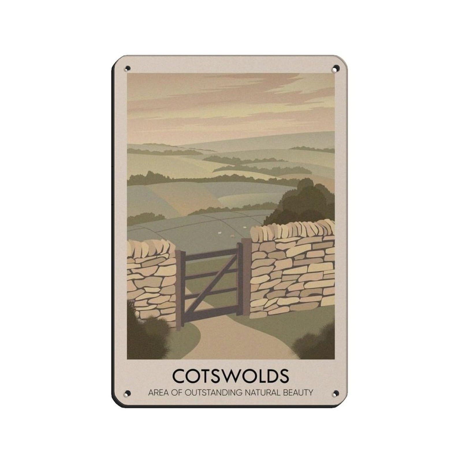 Lxwnze 20L X 30W Cm Cotswolds Aonb Poster,Gloucestershire Retro Poster Metal Tin Sign Chic Art Retro Iron Painting Bar People Cave Cafe Family Garage Poster Wall Decoration 8X12inch(20X30cm)