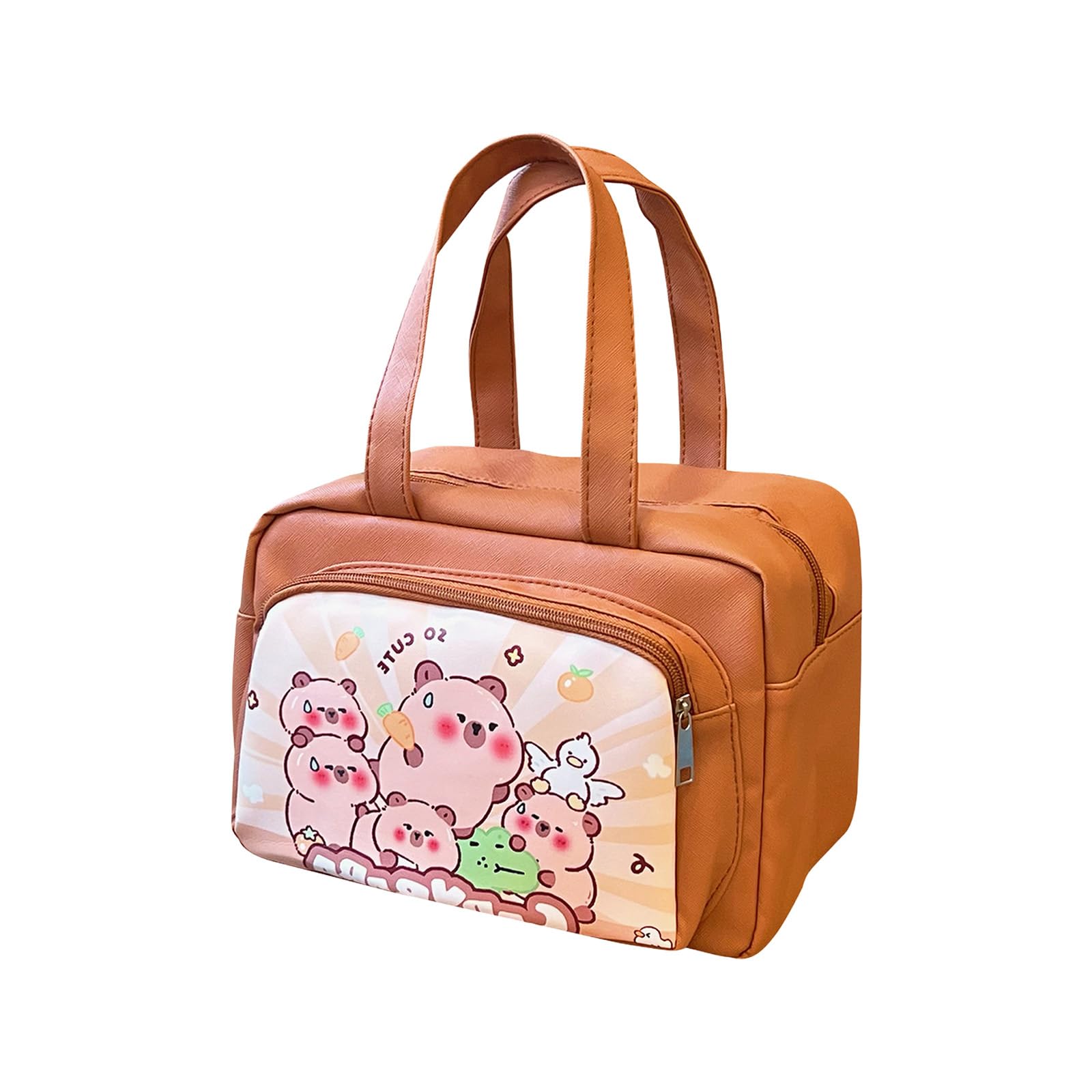 APGLSXY Multiple Compartment Lunch Planner with Hydrochoerus Theme Capacious Interior for Sandwiches Produce Beverages Kids Transportable Mealbox Bag
