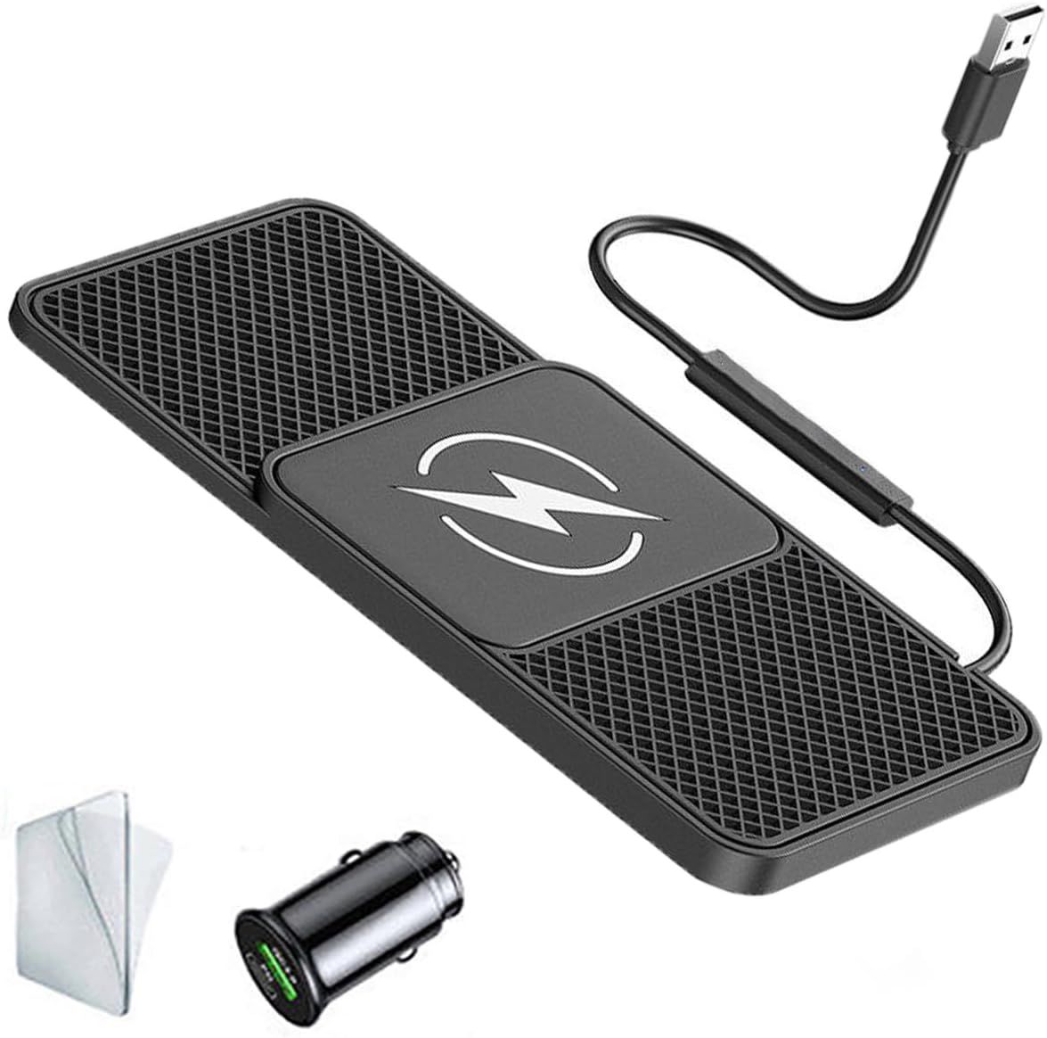 Wireless Car Charging Pad for Cadillac Escalade/Escalade ESV/V/V ESV, 20W Fast Non-Slip Charging Mat with Built-in Cable, Universal Car Phone Charger for Smartphones & Earbuds,A USB