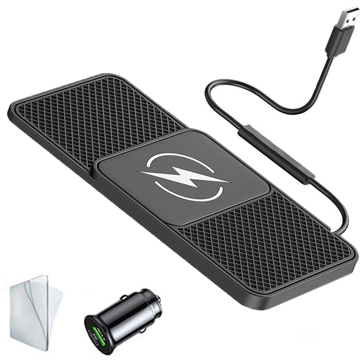 Wireless Car Charging Pad for Cadillac Escalade/Escalade ESV/V/V ESV, 20W Fast Non-Slip Charging Mat with Built-in Cable, Universal Car Phone Charger for Smartphones & Earbuds,A USB