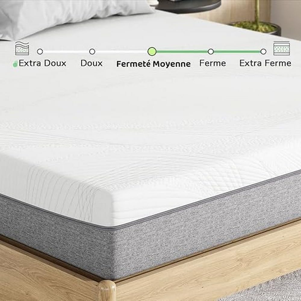 Novilla Visco-elastische matras, 140 x 200 cm, gelschuim met traagschuim, schuimmatras, comfortabel en ademend, gemiddelde sterkte, uitstekende ondersteuning, Oeko-Tex gecertificeerd, hoogte 20 cm