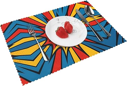 Juego de 4 manteles individuales rectangulares, resistentes al calor, con estampado de pluma para cocina y comedor