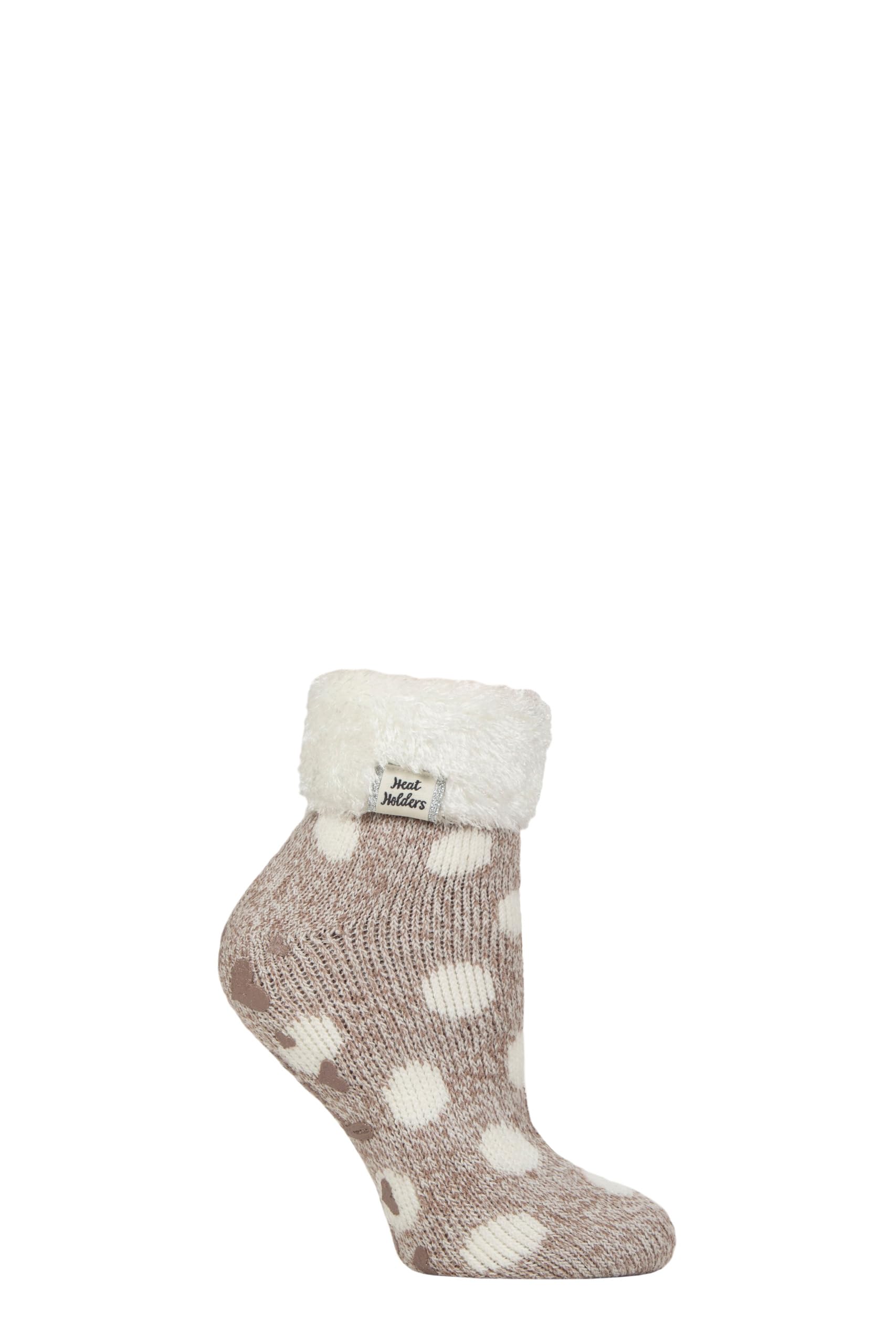 Ladies Original Lounge Socks with Turnover Feather Top - Dusky Brown Twist