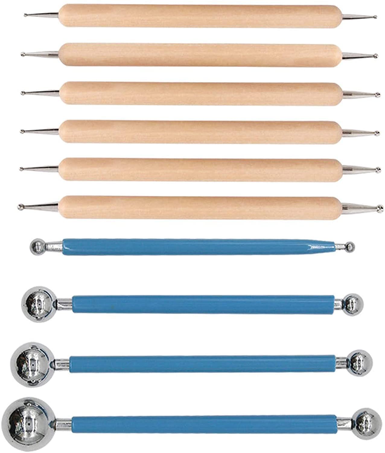 ART RANGER 9 Piece Ball and Wooden Dotting Tool Set Embossing Stylus for Clay Pottery Ceramic Nail Art and Polymer Clay-image-18