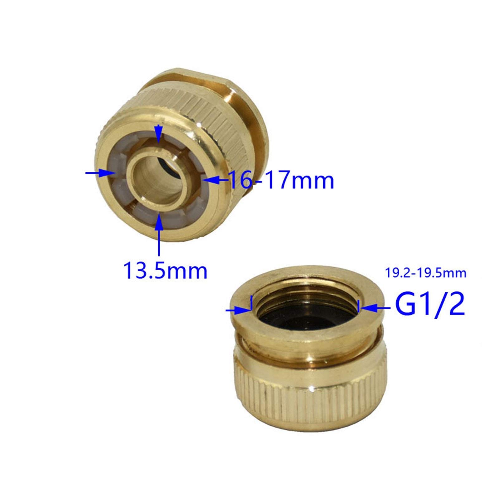 Schlauchverbinder 1/2 Zoll auf 16 mm Innengewinde Schlauch-Schnellkupplung Messing 1/2 Schlauch Kupfer Metall Gewinde Wasserrohrkupplung 20