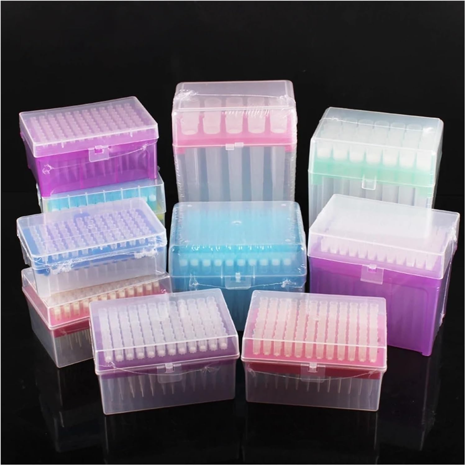 1set Lab 10ul/10ul-L/20ul/50ul/100ul/200ul/300ul/1ml/5ml/10ml Plastic Pipettor Tip Box with Pipette Filter Tips for Experiment(200ul-L Tips and Box)